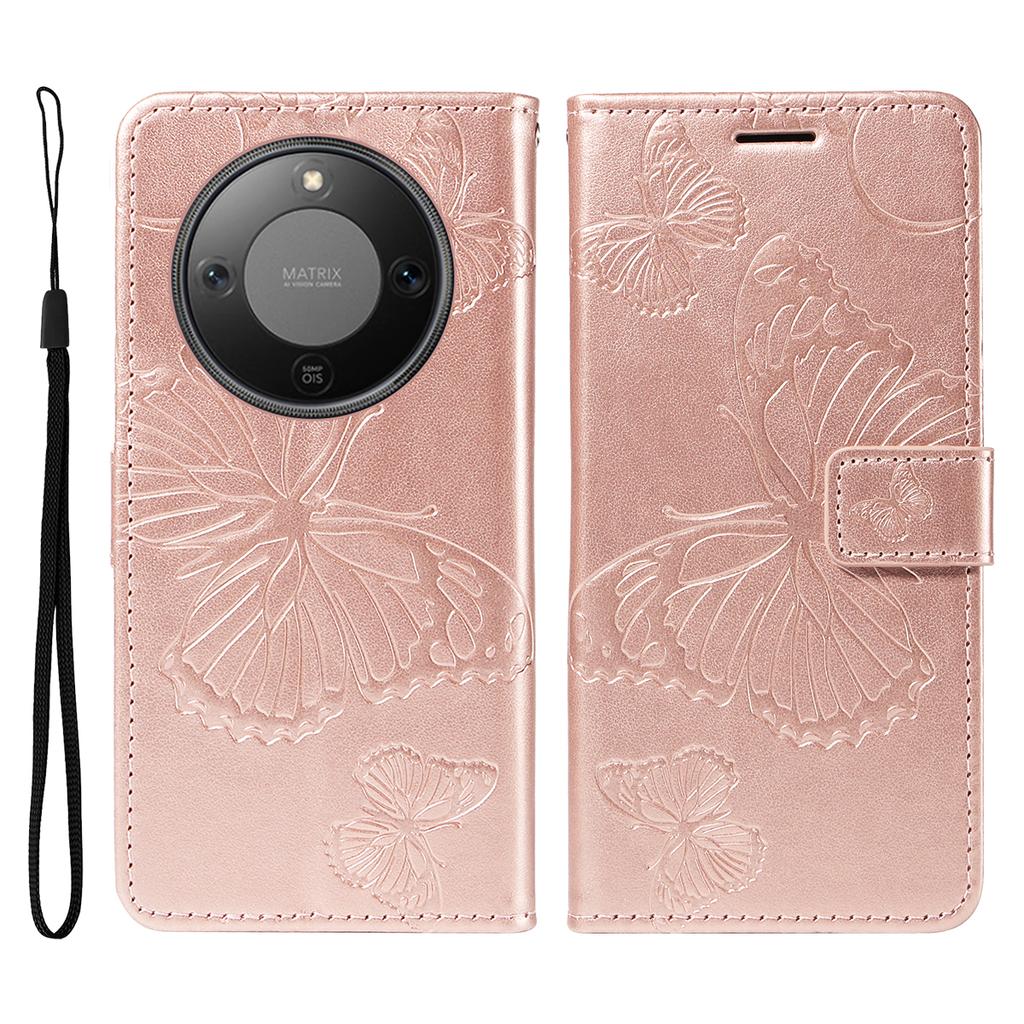For Honor Magic8 Lite 5G/X9d 5G/X70 5G Wallet Case Floral Butterfly Imprinted Leather Phone Cover Stand -  Green