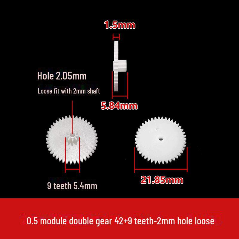 Dwuwarstwowa plastikowa przekładnia zębata o module 0,5, 40-56 zębów, konstrukcja z podwójną redukcją