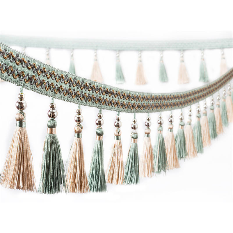1M Frangia con Nappe e Perline per Tende, Bordino da Cucito, Treccia, Stile Boho, Rivestimenti, Fai da Te, Bordino in Pizzo, Frange, Accessori per Tende