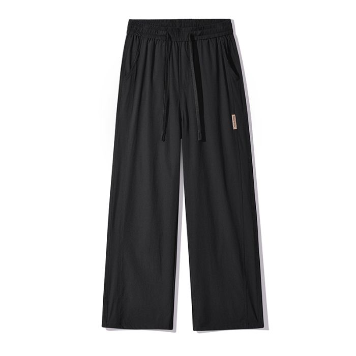 Summer Thin Men's Straight Tube Loose Ice Silk Wide Leg Casual Pants Breathable Jogging Fitness Baggy Casual Pants