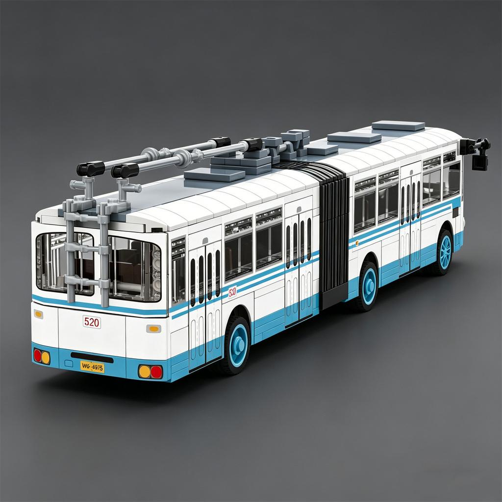 MOC Figurka NOVÁ Série City Trolejbus Stavebnice Dojíždějící Autobus Retro Model Auta Vzdělávací Hračka pro MOC
