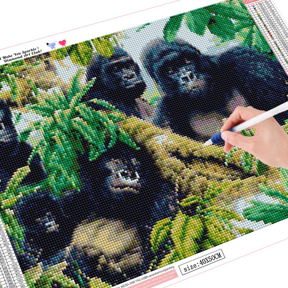 

Полный sauqre DIY Алмазная картина Шимпанзе Животные Алмазная вышивка Крестом Алмазная вышивка 20*30 cm