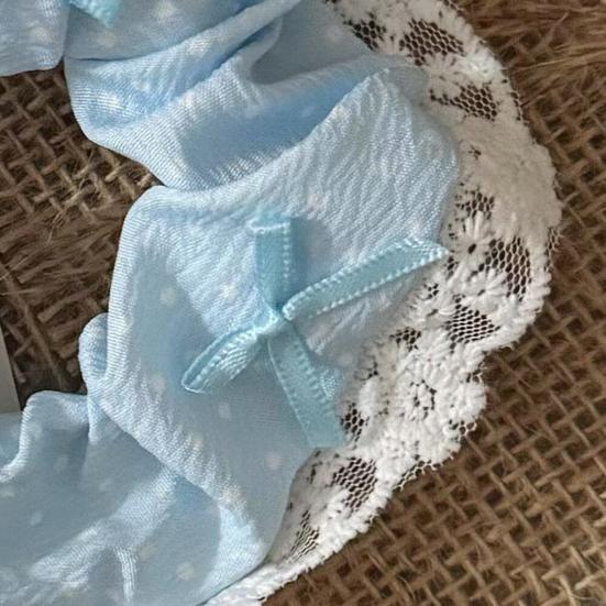 Hair Tie Dot Print Lace Splicing Bowknot Decor Hair Band High Elasticity Soft Fabric Ponytail Holder Hair Accessory