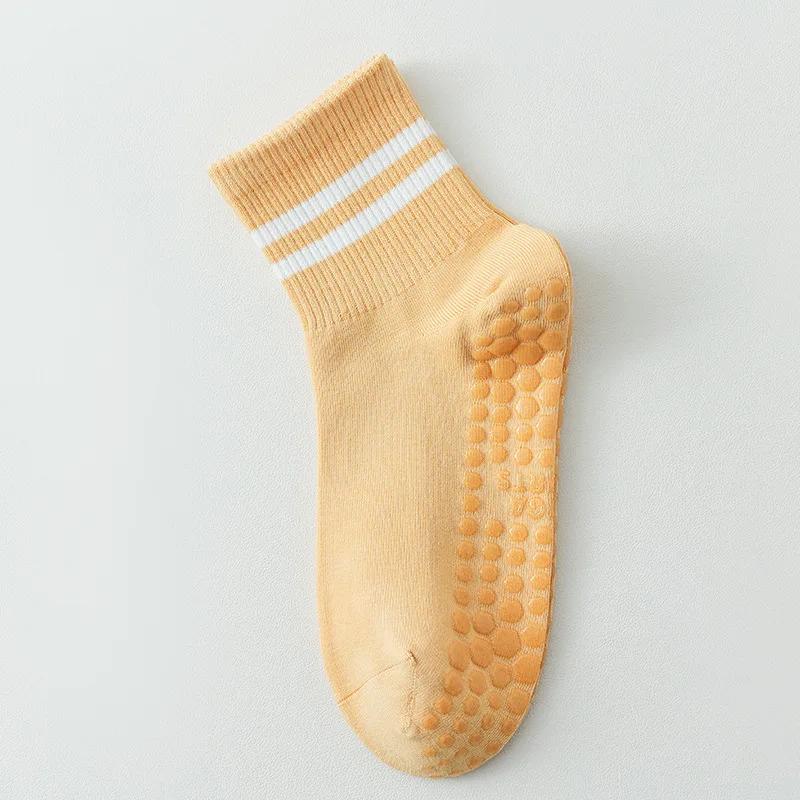Yoga Socks Women Professional Silicone Non-slip Pilates Socks Casual Striped Cotton Indoor Floor Gym Fitness Dance Sports Socks