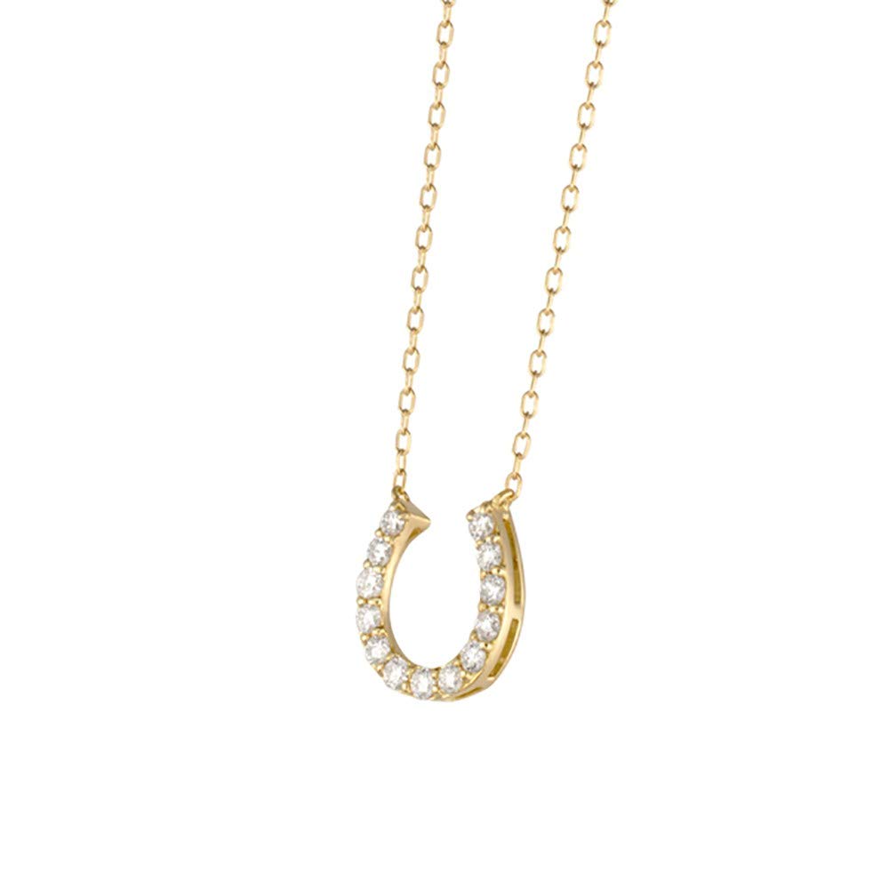 Kyocera Diamond Necklace in 18K Yellow Gold with a Carat Horseshoe Design 0.3