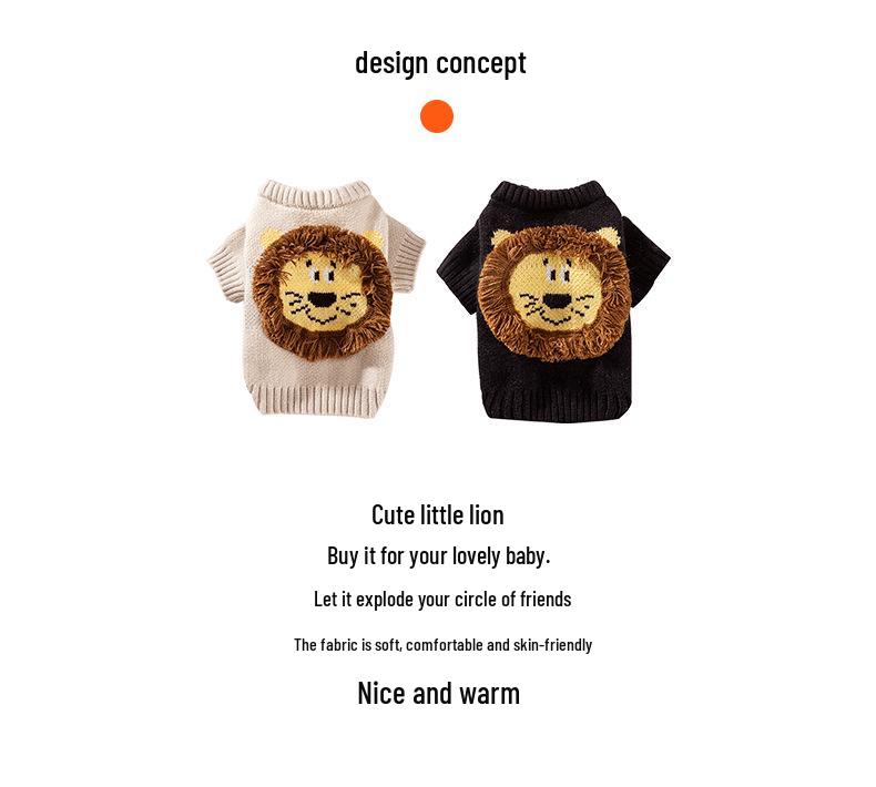 Autumn/Winter Cute Lion Sweater for Small To Medium Dogs - Warm Two-Legged Pet Clothing