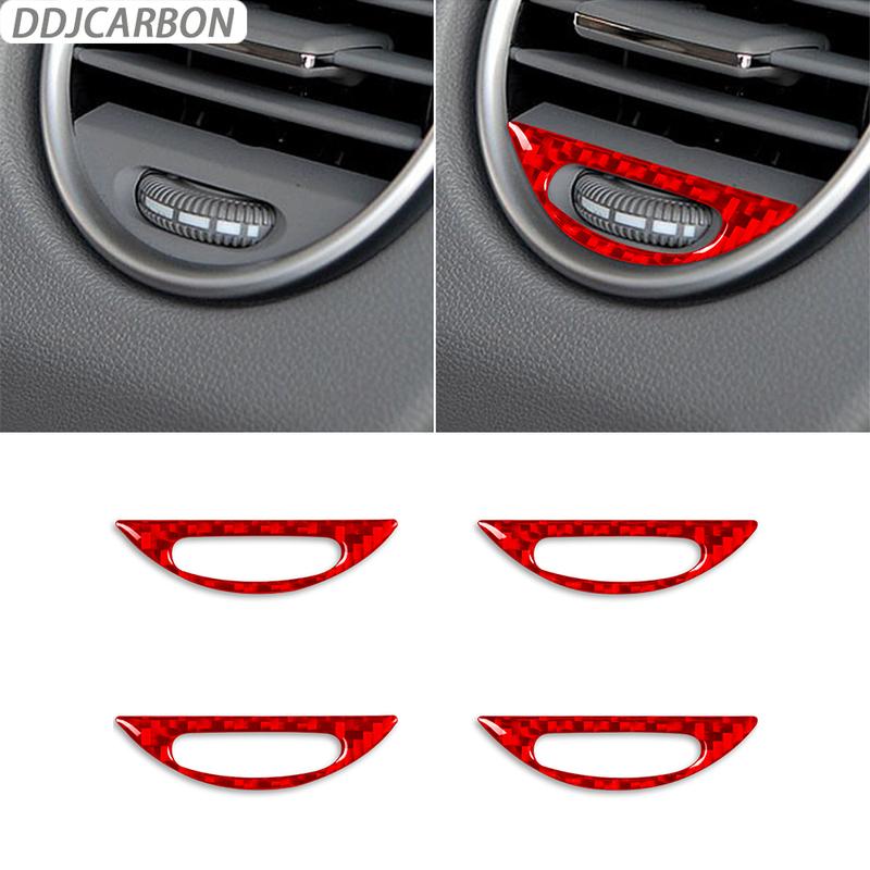 Red Carbon Fiber Air Conditioner Outlet Trim Cover Car Interiors Accessories Decoration Sticker For Benz M-class W164 2005-2011