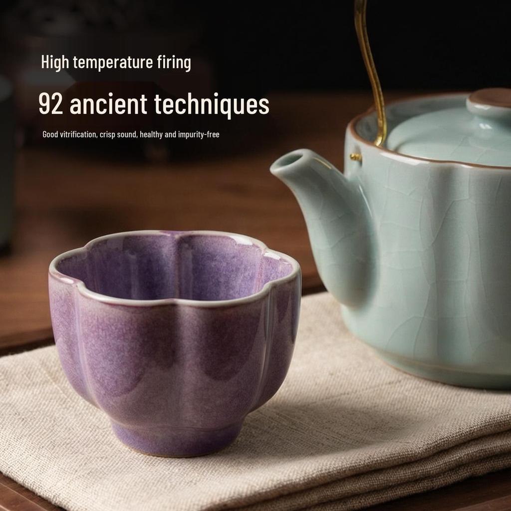 Song Dynasty Charm: Elegant Ceramic Tea Cup Set Gift Box - Ideal Birthday Souvenir
