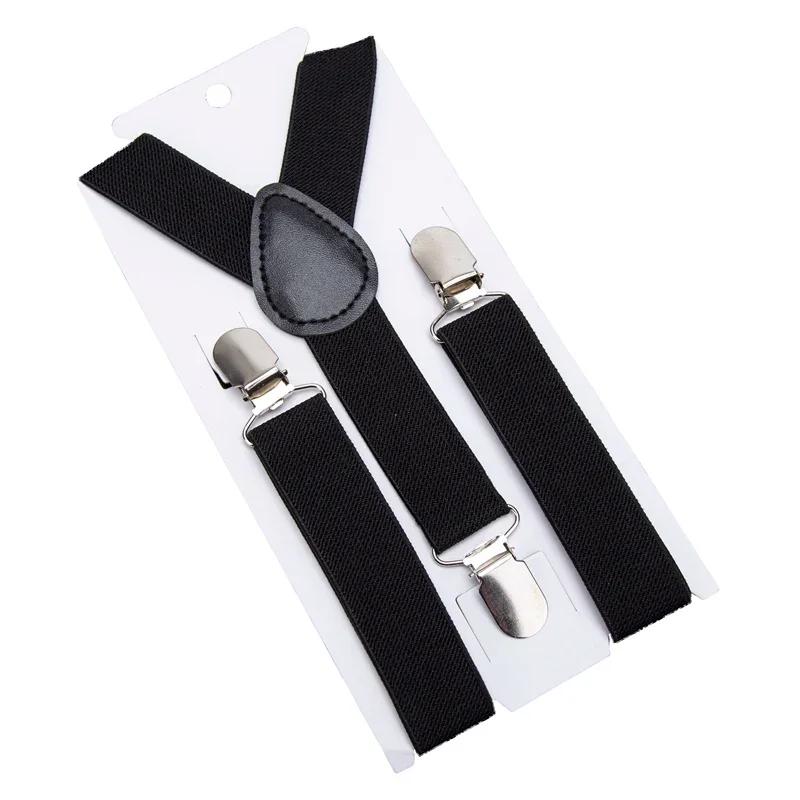 

Solid Color Kids Suspenders with Fashion Children Boys Braces Girls Elastic Adjustable Suspenders Baby Wedding Ties Accessories чёрный