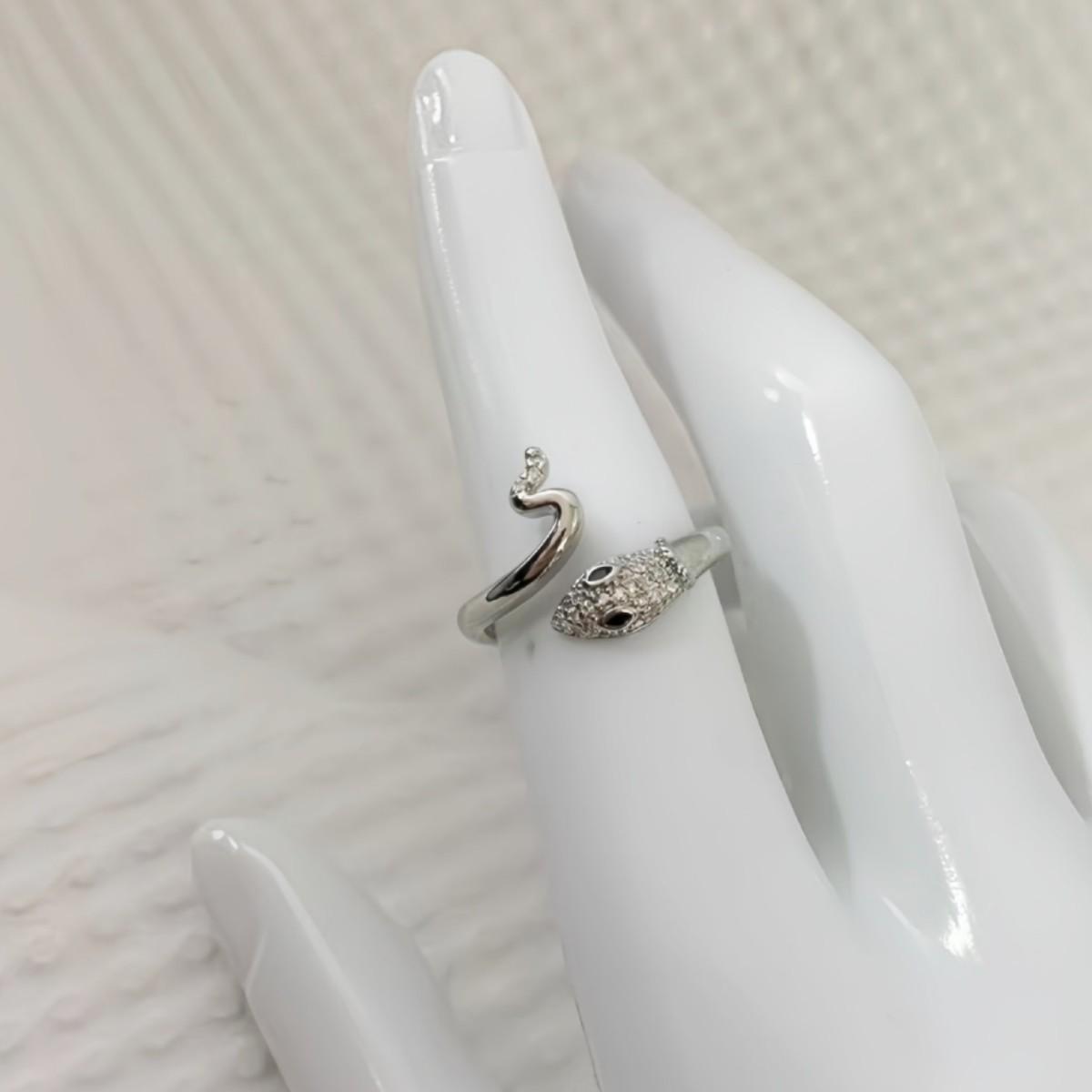 National Style Diamond-Inlaid Snake Ring, Year of the Rat Edition, Adjustable Open Design платиновый