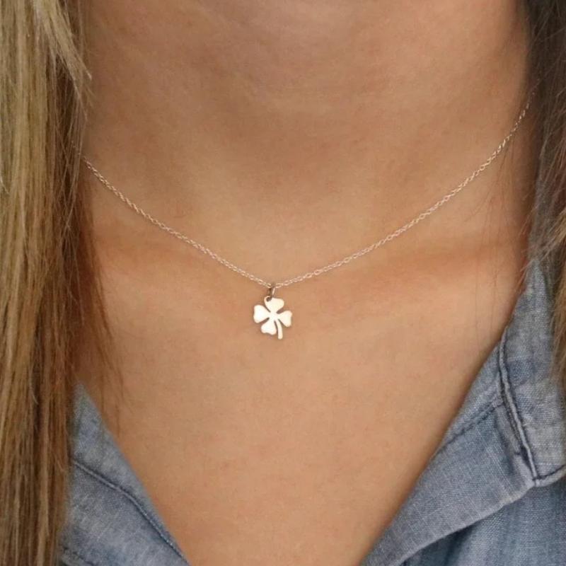 Edelstahl Kleeblatt Anhänger Edelstahl Kette Halsketten für Damen Choker Halskette Schmuck Party Geburtstagsgeschenk