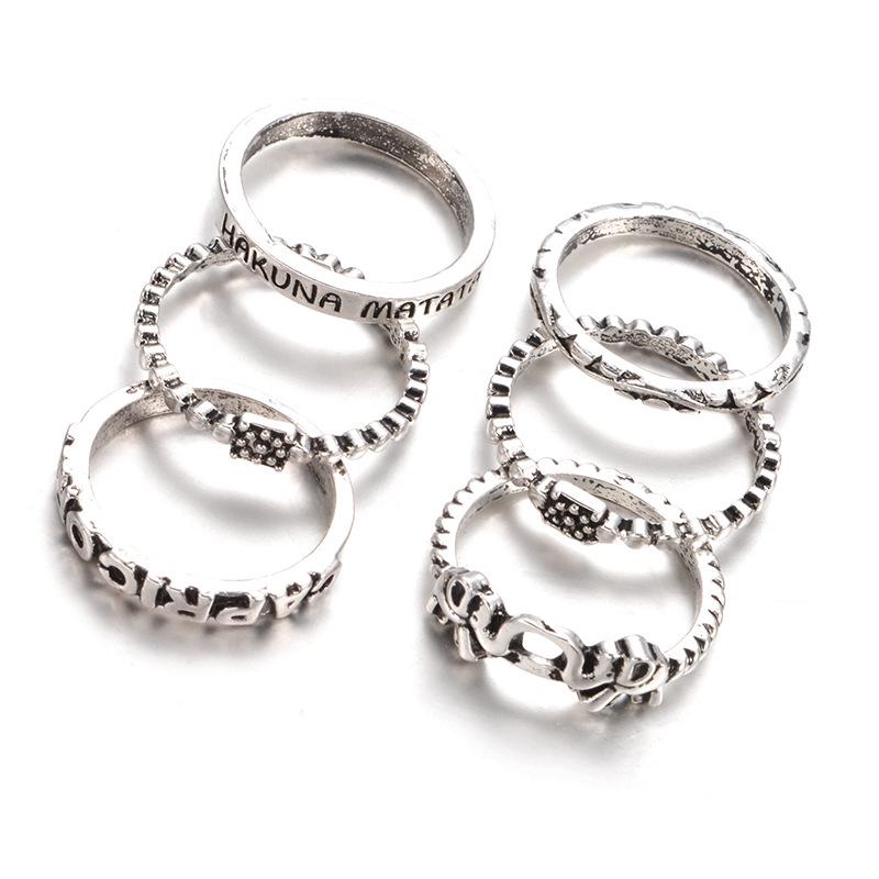 

Jewelry Bohemian Vintage Gem Joint Ring 6 Piece Set Ring Batch One size fits all