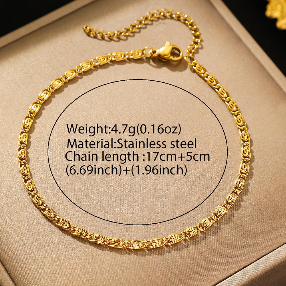 FTCY Stainless Steel Chain Bracelet for Women Gold Color Lightweight Luxury Women's Bracelet Foot Ankle Jewelry Accessories