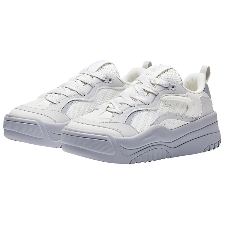 Anta Wave Shoes Trendy Casual Height Increasing Lightweight Low Top Skate Shoes Women sneaker White Gray 922438003-1