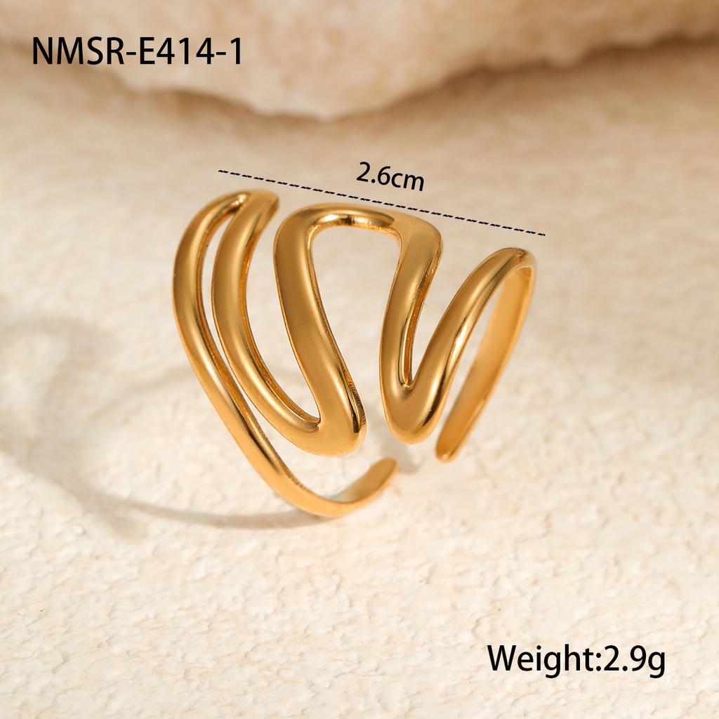 GEMCHIC Damen Minimalistisches Geometrisches Edelstahl Ringe Set Vergoldet Abstrakt Wellenförmiger Finger Schmuck Mode Luxus Accessoires