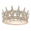 Luksus Farge Barokk Dronningkrone Fargerik Glitrende Rhinestone Bryllupskrone Brud Prinsesse Hel Rund Tiara Hodebånd Hodeplagg