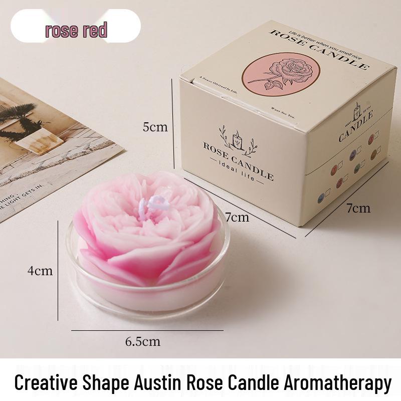 Austin Rose Scented Candle - Flower-Shaped Valentine s Day Handmade Gift