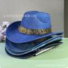 Dyed Cow Head Belt Western Cowboy Hat New Men's and Women's European and American Retro British Bright Performance Top Hat