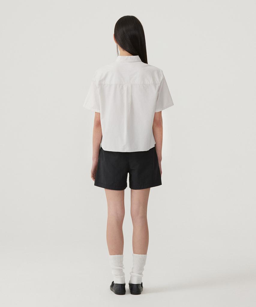 COVERNAT WOMAN Clover Heart Stripe Half Shirt Ivory
