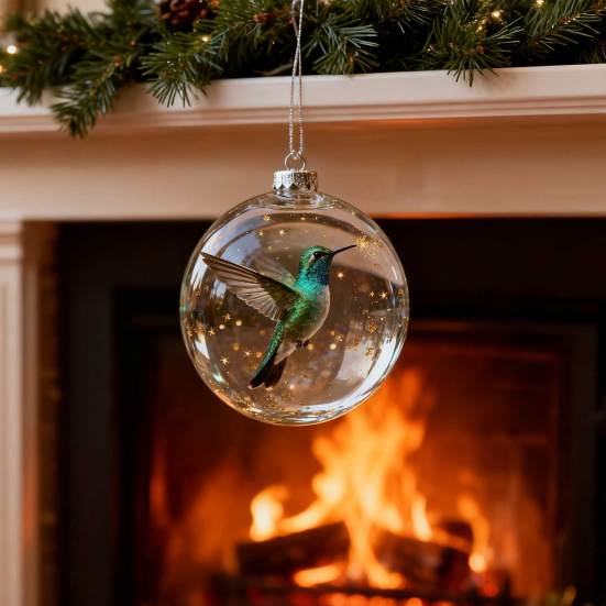 Nature's Birds Crystal Glass Ornament Clear Plastic Bird Christmas Ball Ornament Xmas Tree Memorial Gifts for Holiday Indoor Home Decor