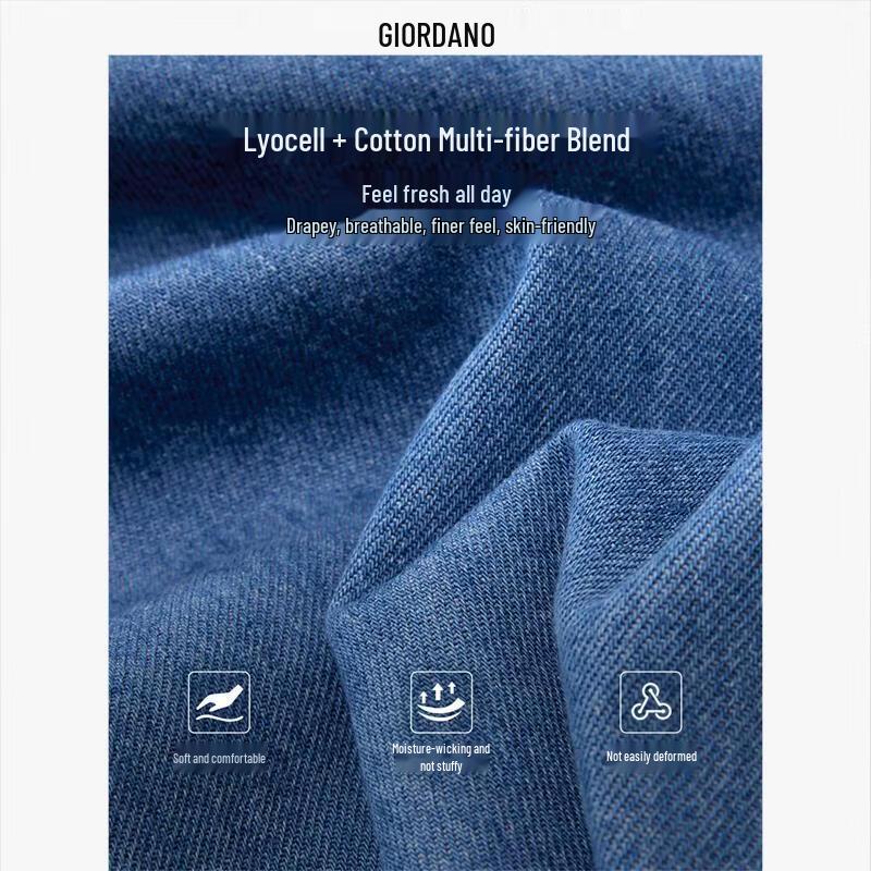 GIORDANO Men's Soft Washed Straight-Leg Denim Shorts