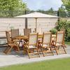 Vidaxl 9-Cz. Garden Furniture Set, Solid Acacia Wood and Textilene