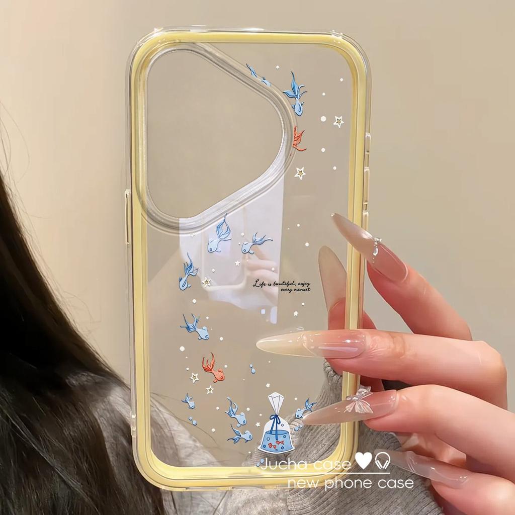Applicable to Huawei pura70pro new mobile phone case transparent advanced sense 60art fashion anti-drop good luck koi