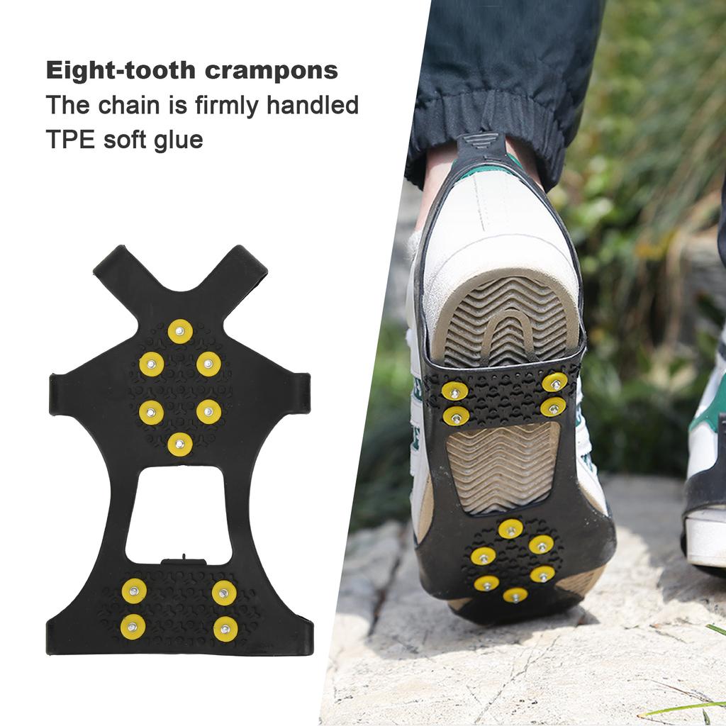 10 Studs AntiSkid Snow Ice Climbing Shoe Spikes Ice Grips Cleats Crampons Shoes Cover(Crampon Nonslip Shoe Cover M )