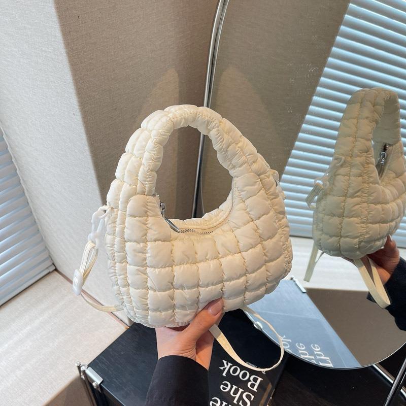 Cotton bag women's summer new fashion niche design messenger bag portable plaid dumpling bag