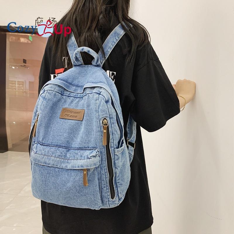 High Capacity Backpack for Female Middle School Students and Middle School Students, Versatile Denim Backpack for Boys