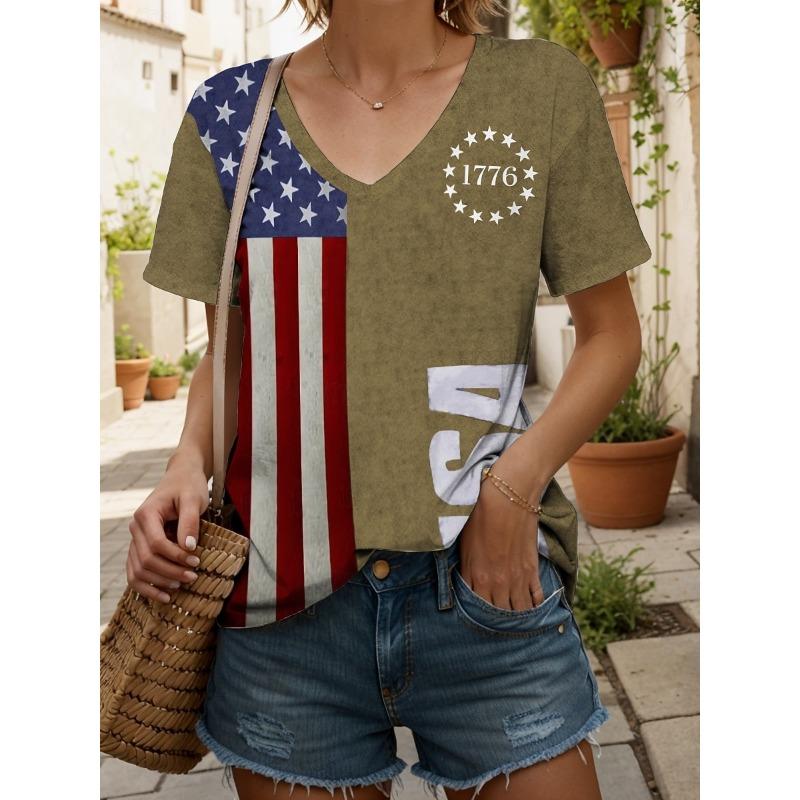 

Fashionable Women s V-neck Casual Short Sleeved T-shirt,Rretro Sports Style Casual Sportswear 2XL
