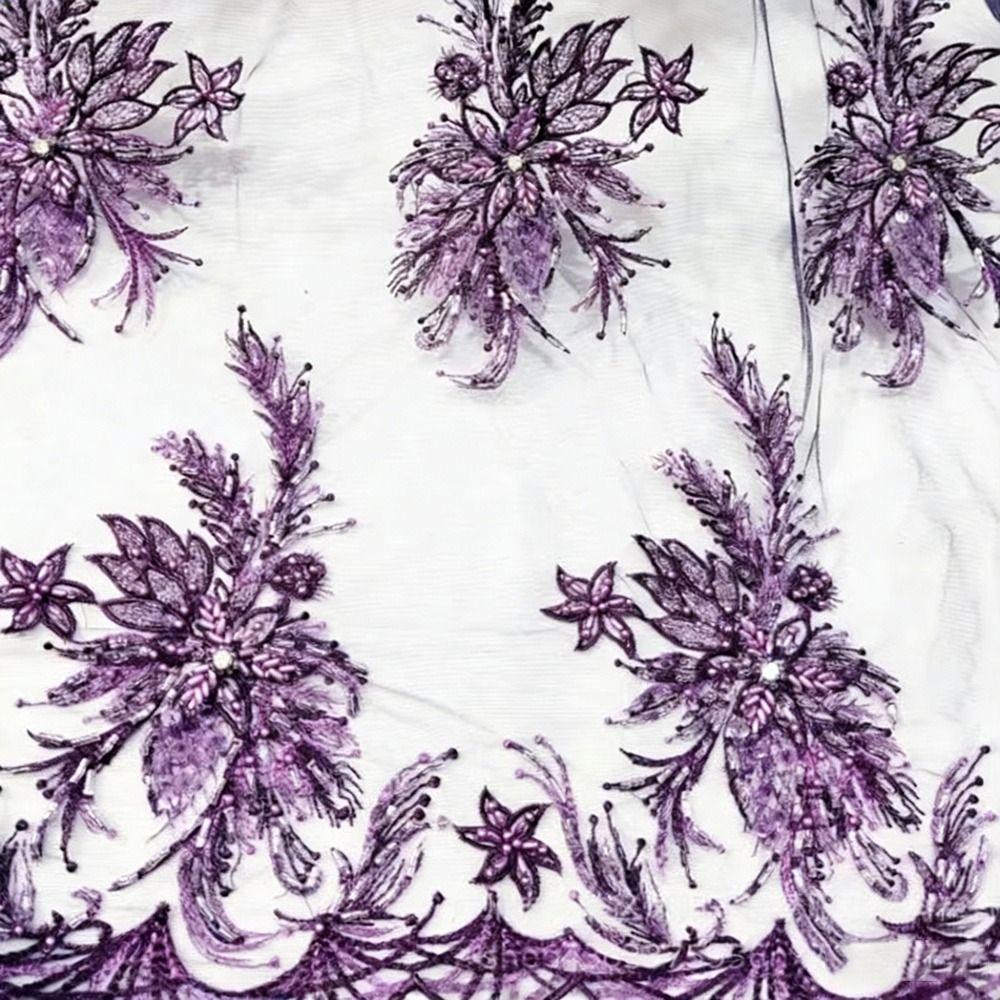 2Pcs DIY Flowers Mesh Embroidery Patch Sewing Repair Colored Beading Colored Lace Flower Applique Lace Fabrics Applique