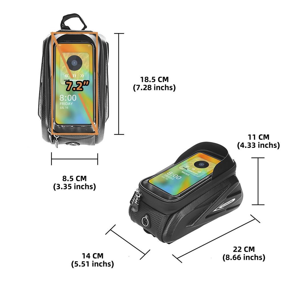 Reflective Bike Front Beam Bag with Waterproof Phone Hard Case Bicycle Accessories