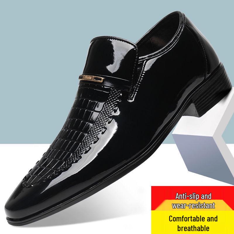 

Men s Crocodile Pattern Slip-on Formal Leather Shoes - Youthful British Korean Style, Plus Size, Perfect for Weddings 38