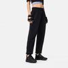 Li Ning Fitness Series Solid Color Drawstring Loose Knit Sports Pants Women Bottoms Black AKLU482-4