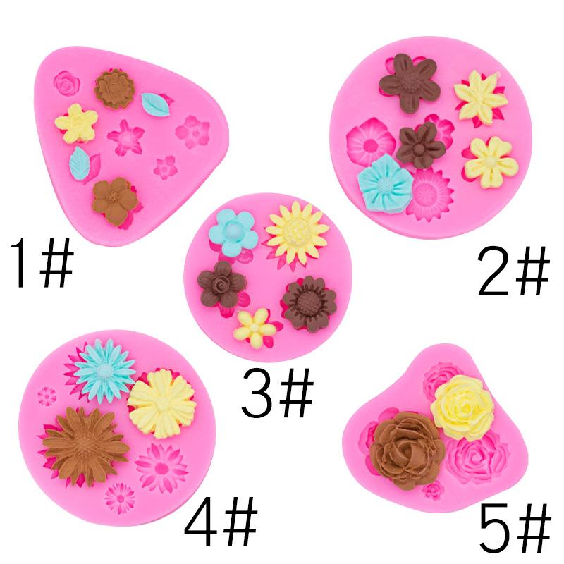 

Набор силиконовых форм для цветов, набор из 5 предметов: цветы, листья, ромашки, подсолнухи, розы, сахарная пудра, украшения для выпечки в шоколаде розовый