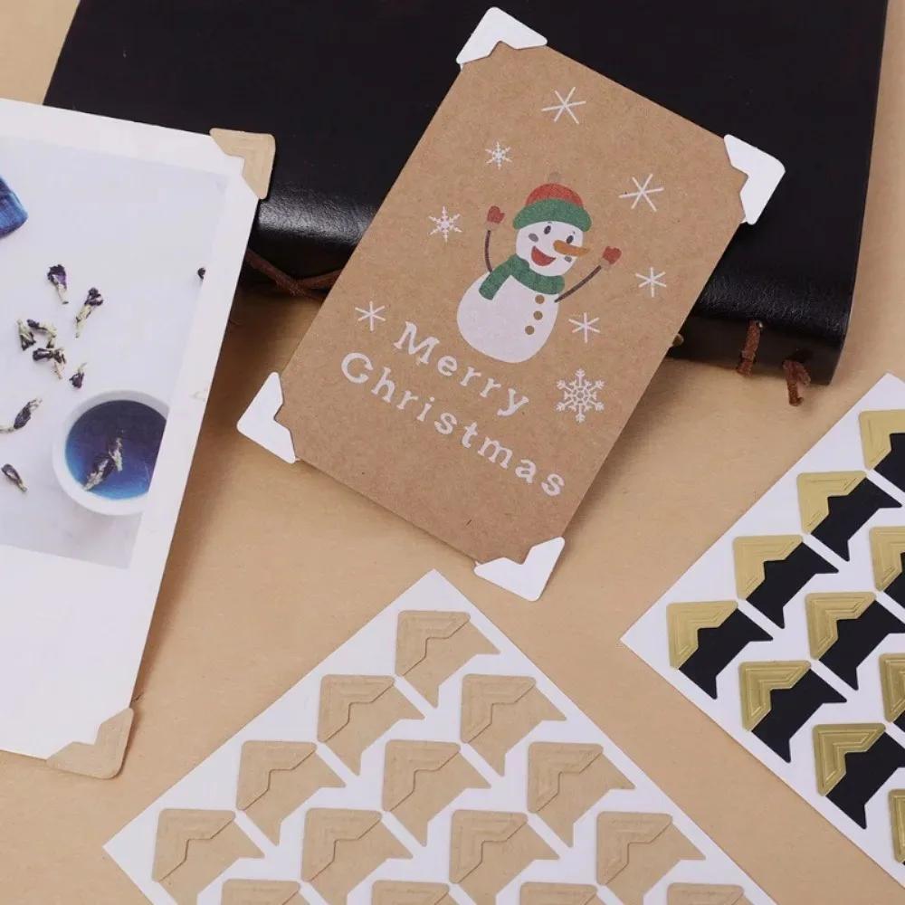 120/24pc Photo Corners Stickers DIY Vintage Corner Kraft Paper Stickers for Photo Album Frame Decoration Scrapbooking Picture