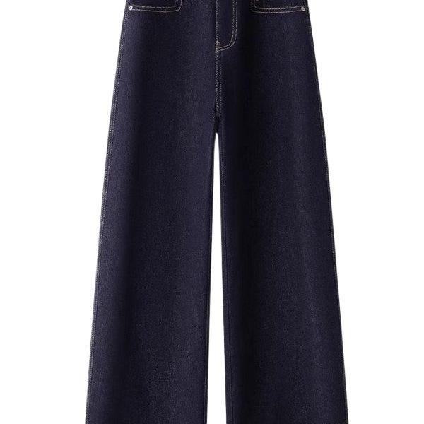 Damen Jeans mit Hoher Taille, Blaue Denim - Frühling/Sommer 2026, Petite, Schlank, Neun-Zehntel, Gerade Weiter Bein