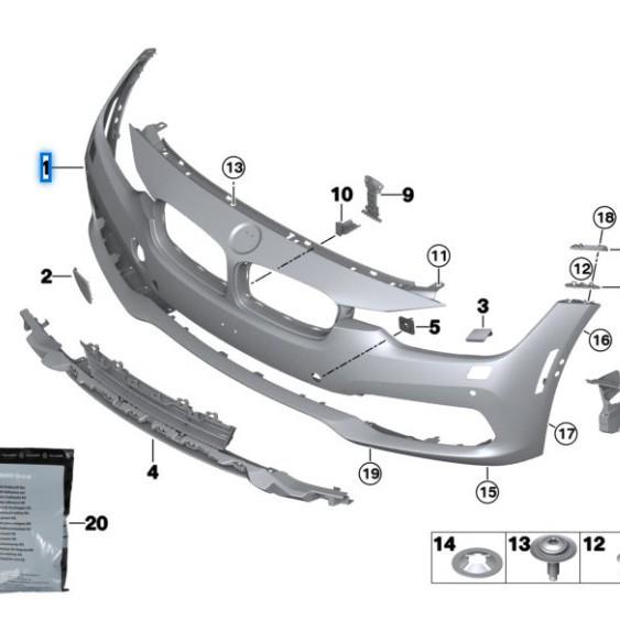 BMW 3 Series F35 LCI Front Bumper Assembly 51117429322
