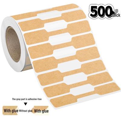 Decorative Natural Kraft Paper Jewelry Price Tags, 500 Labels/Roll, Adhesive-Free Center