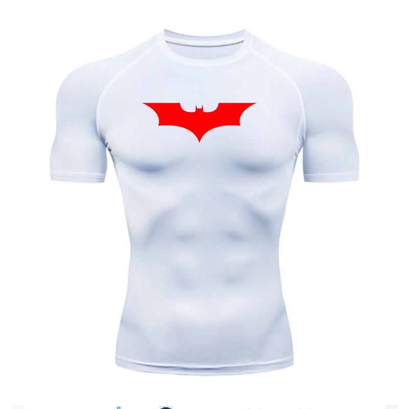 Men's Batman Compression Short Sleeve Sports T-Shirt for Running, Basketball, or Football - Quick Dry, Tight Fit, Round Neck.