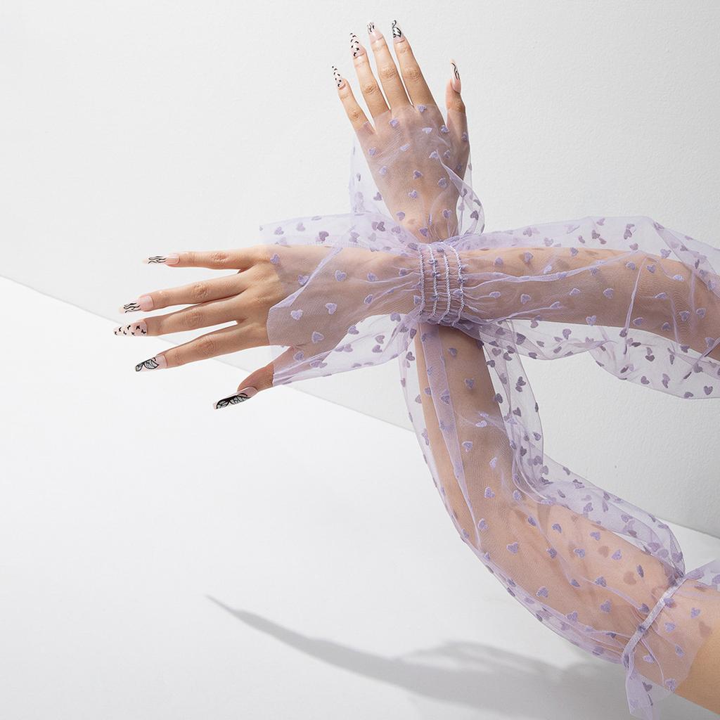 Summer lace sun-protective mesh armbands women's thin UV-resistant gloves long ball armbands