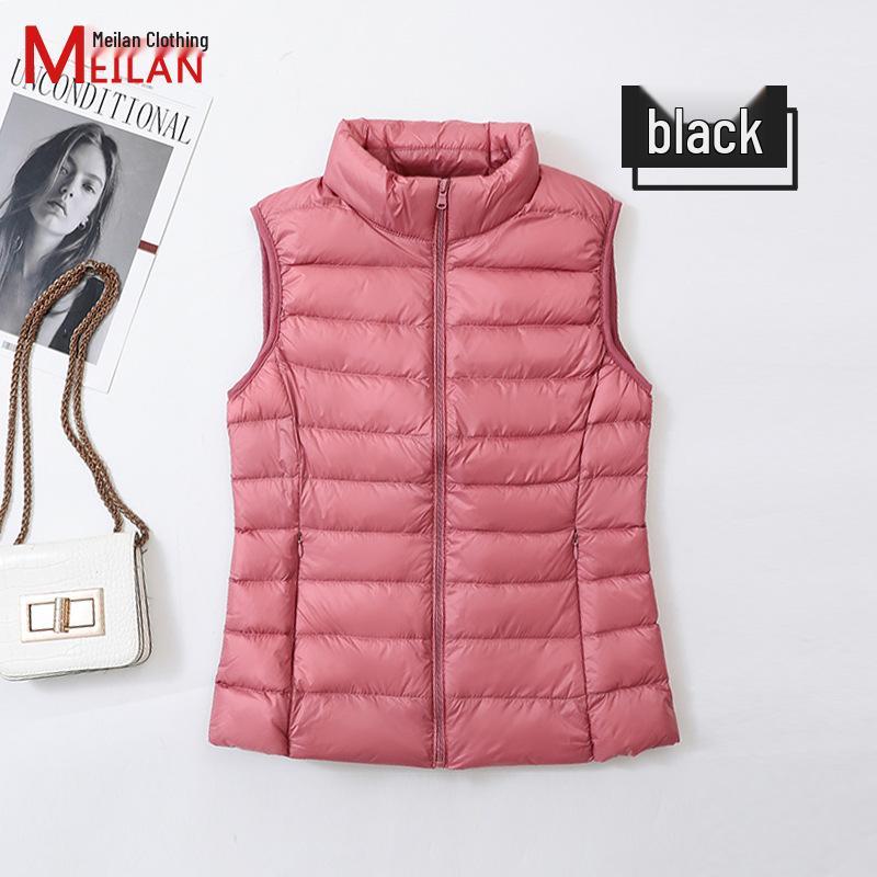 Women's Lightweight Short Down Vest - Sleeveless Winter Outerwear Jacket