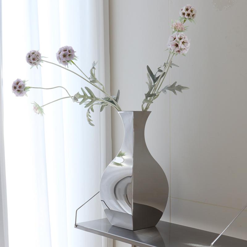 Silver Stainless Steel Mirror Vase Metal Handicrafts Flower Arrangement Accessories Flower Vase Home Decoration Accessories
