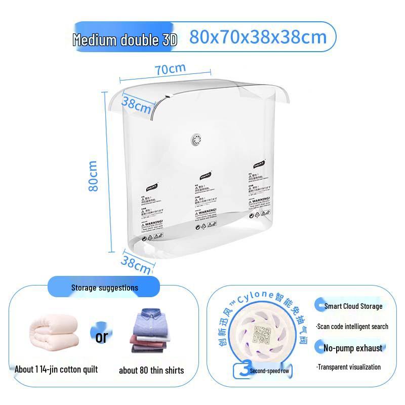 Taili Vacuum Compression Storage Bag for Clothes, Travel, Quilts, and Blankets - No Pump Required, Thickened Design.