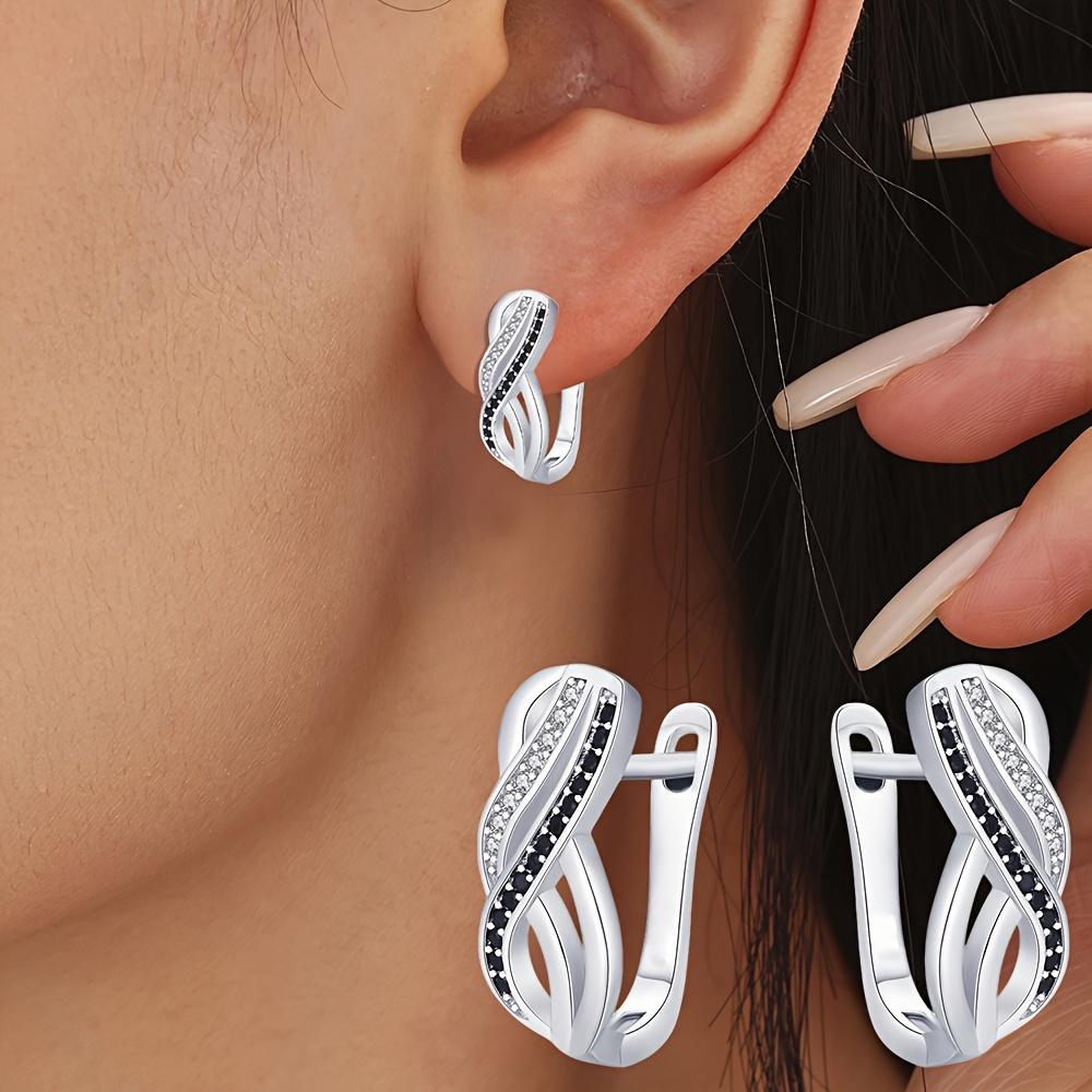 Black Awn Women Black Hoop Earrings