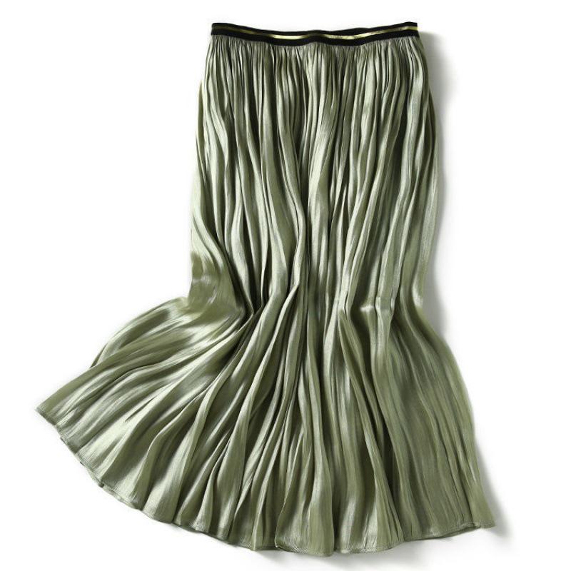 

Элегантная блестящая плиссированная миди-юбка «Коко» с эластичной талией – Женская мода для лета M (within 130 jin)