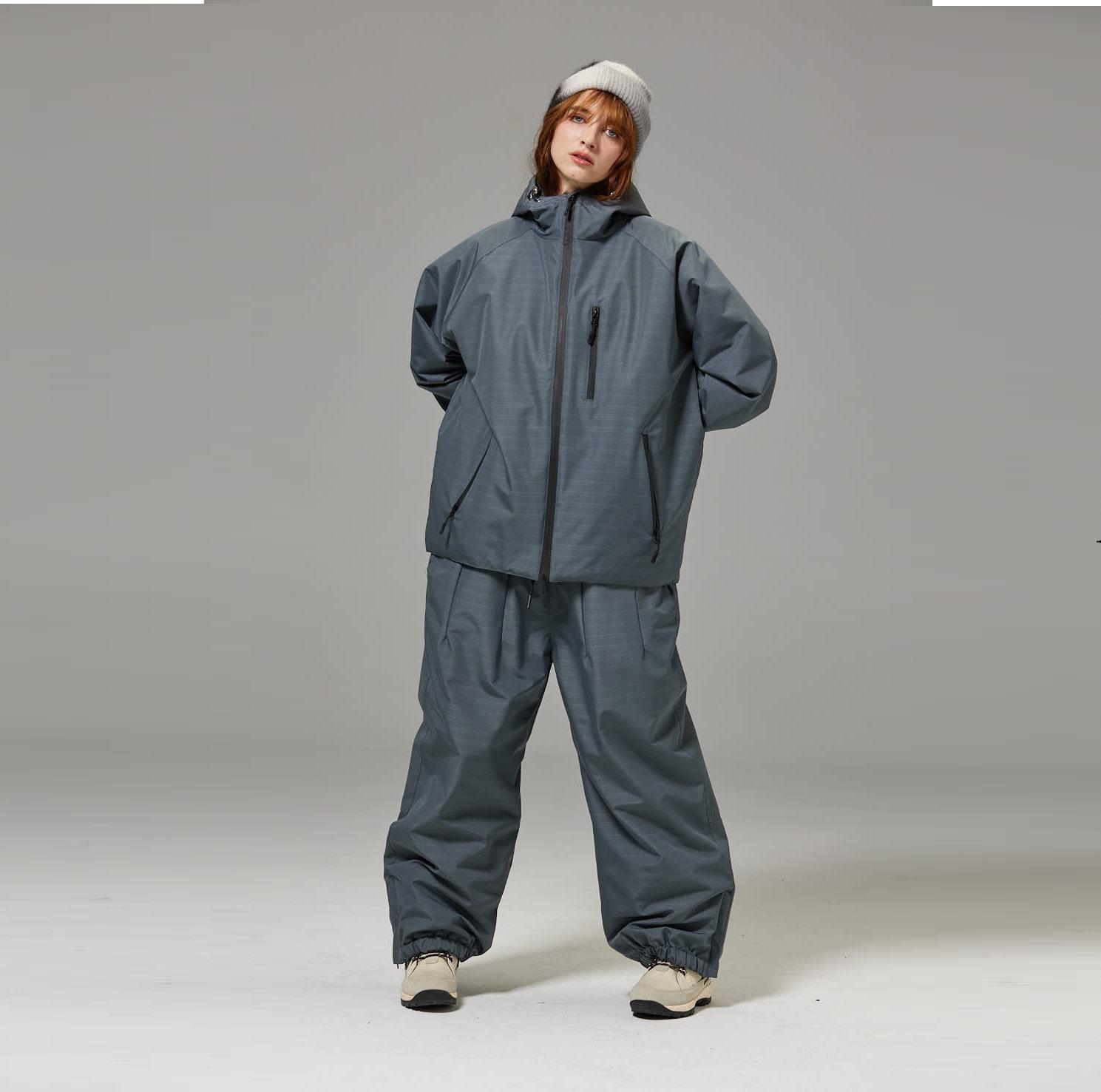 

Лижний костюм для чоловіків і жінок для активного відпочинку взимку, теплий, сноубордичний костюм, водонепроникний, вітрозахисний, комплект лижних курток і штанів, унісекс, дихаючий, утеплений сніговий костюм M сірий колір