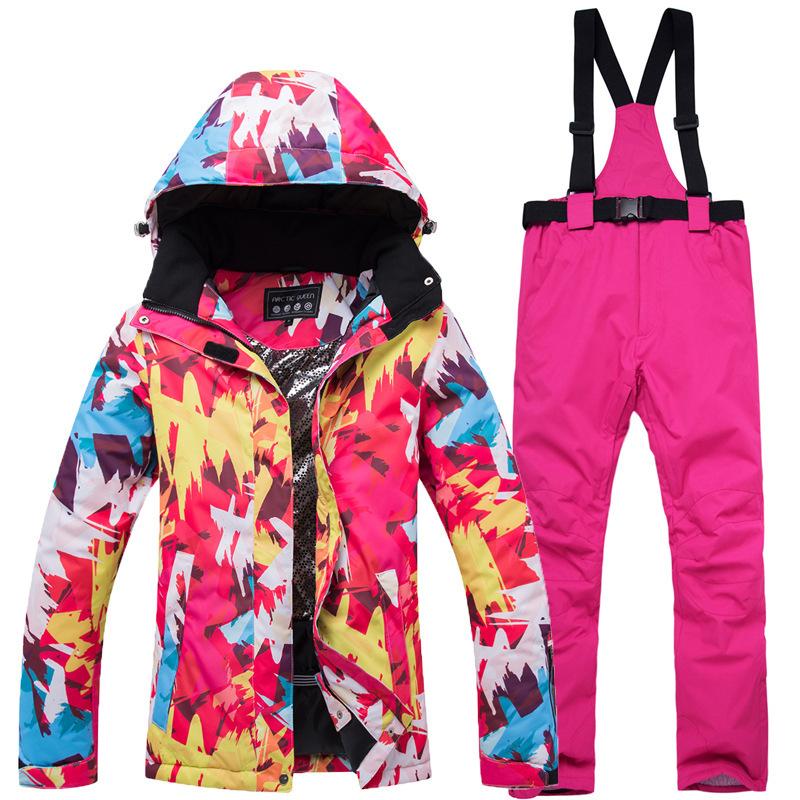 Winter Outdoor Ski Suit, Women's Thermal Snowboard and Snowboard Ski Pants Suit.