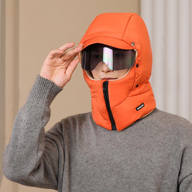 Winter Solid Color Windproof Lei Feng Hat & Scarf: Integrated Cycling Ear Protection & Warmth